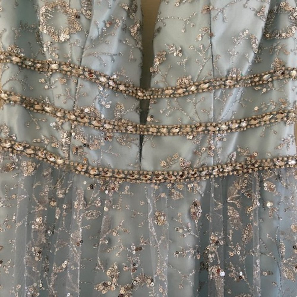 Boubou floor Length pale blue and silver gown